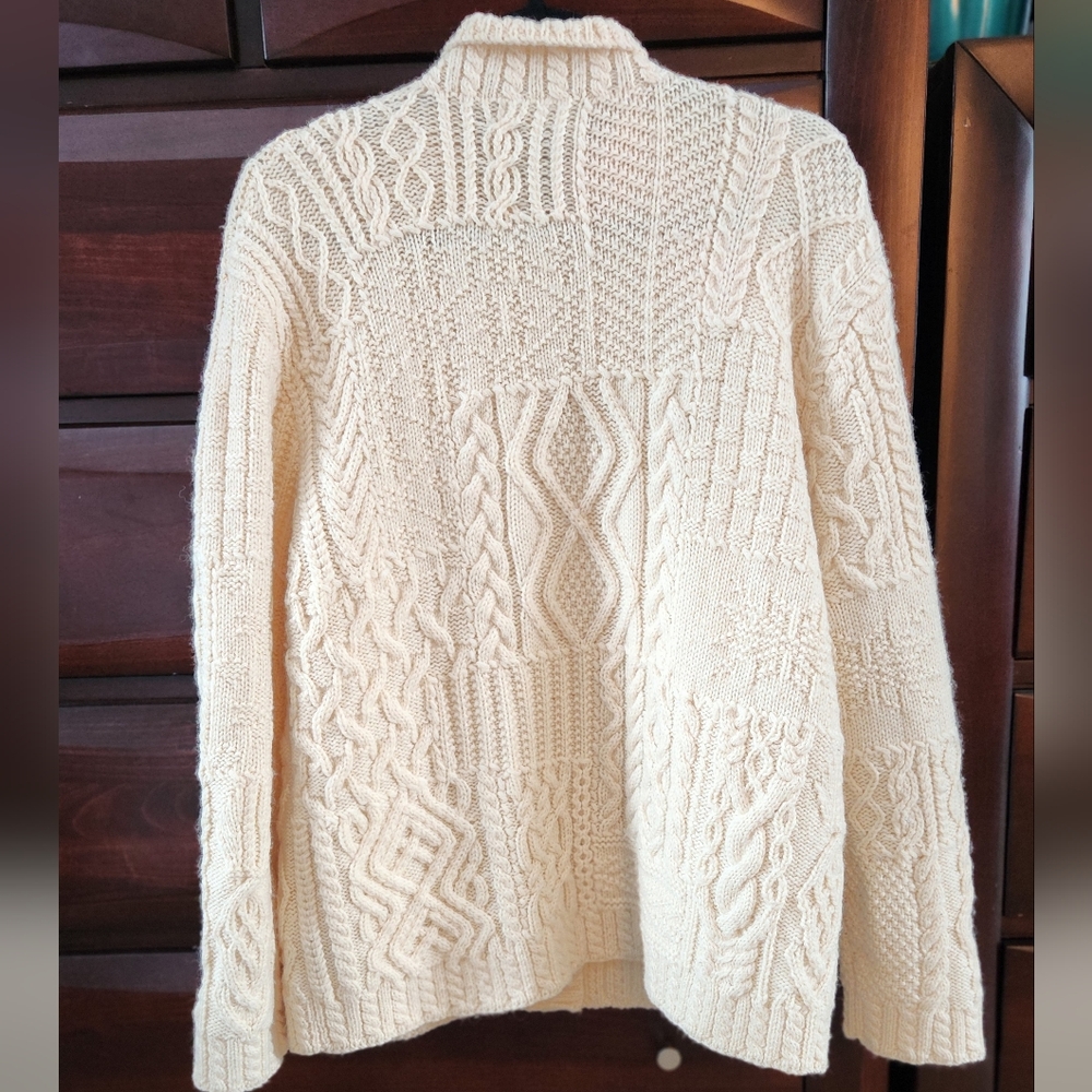 Lauren Ralph Lauren Cream Cable Knit Button-Up Sweater - Picture 3 of 10